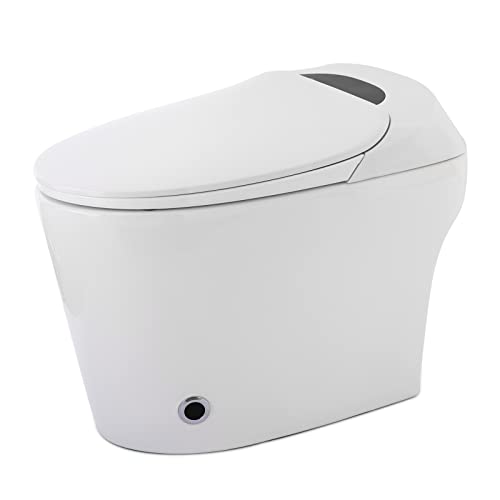 Luxury Smart Bidet Toilet. Elongated One Piece Toilet with Electronic Bidet Seat. Bidet Toilet Seat with Auto Open/Close Lid. Wash Functions and Air Dryer. Intelligent Tankless Toilet