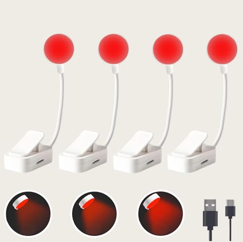 4 Pack Red Book Light.Readling Light .3 Modes.Brightness Adjustment .NO Blue Light.Eye Care.Promoting Natural Sleep Aid