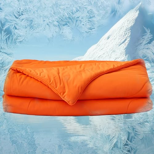 MorroMorn Cooling Comforter for Hot Sleepers & Night Sweats - IceyRest Cold Touch Technology. Lightweight Summer Blanket Breathable Silk Smooth (Orange. Twin/Twin XL 68x90)
